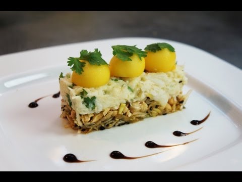 recette-d'entrée-:-crabe-fondant-citronné,-coriandre,-mangue-et-cajou