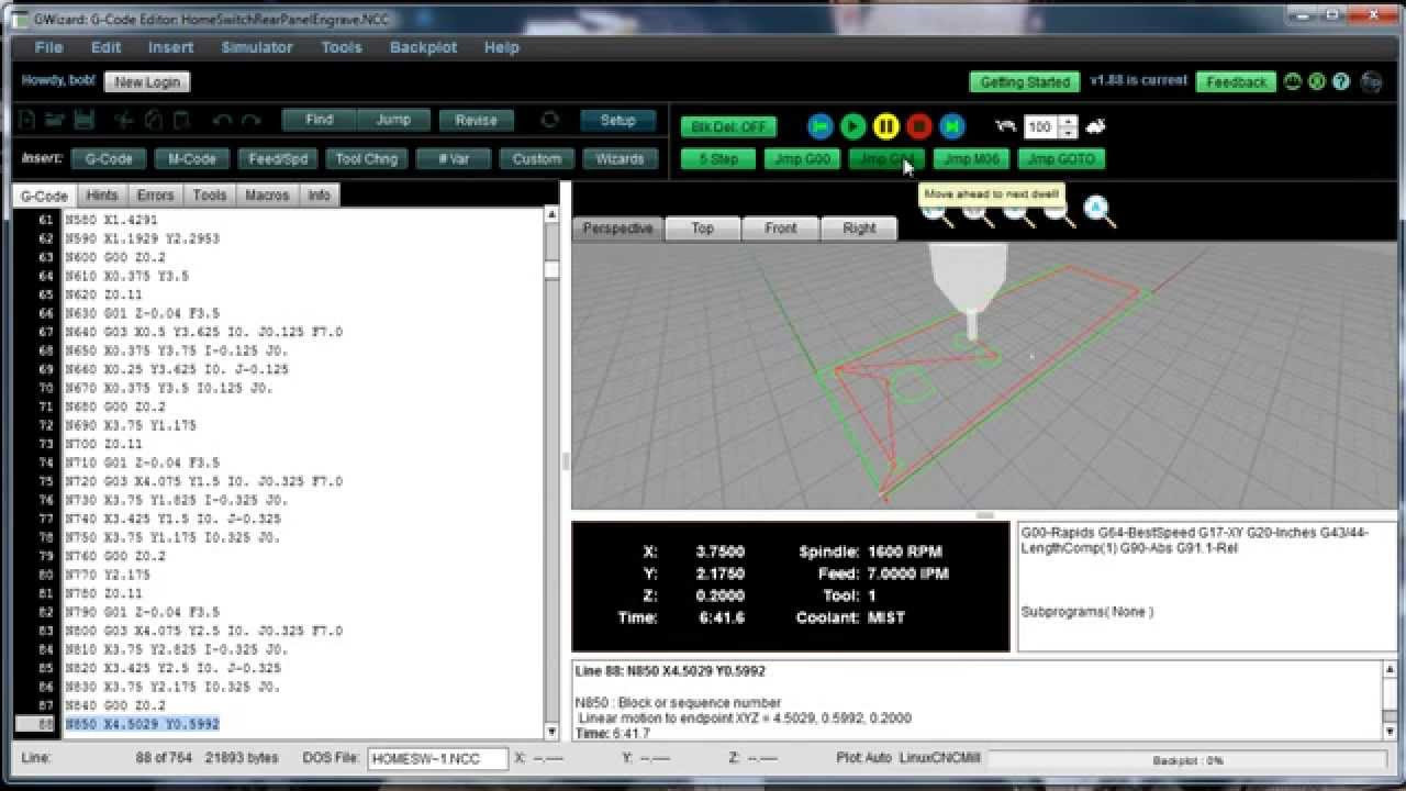 Update G-Wizard Editor:G-Code Debugger Simulator