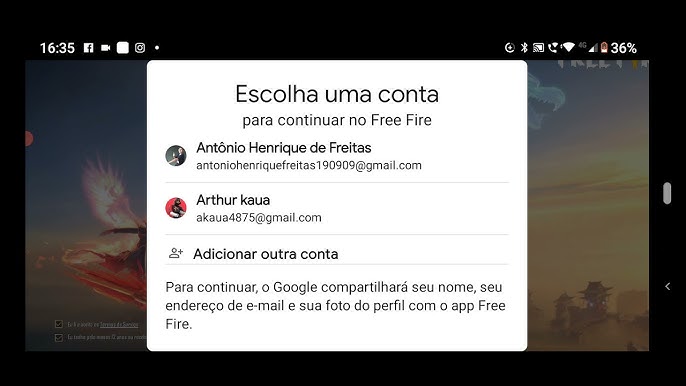 Como vincular a conta do Free Fire com o Google