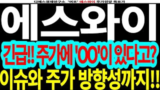 에스와이 - 긴급!! 주가에 'OO'이 있다고? 이슈와 주가 방향성까지!! feat.디에스경제연구소 여포 에스와이주가전망 에스와이목표가