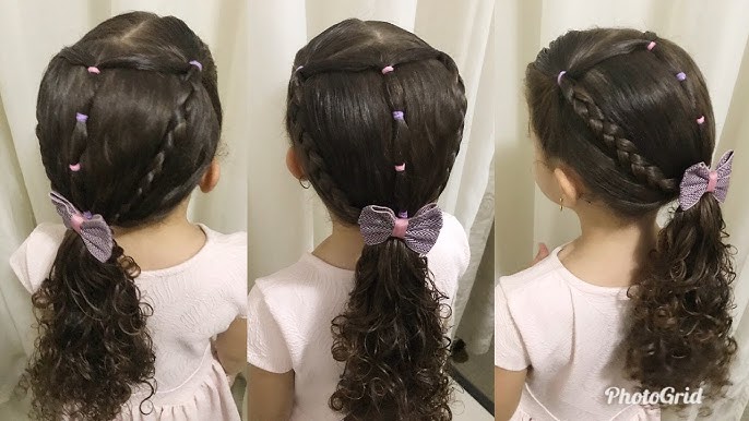 PENTEADO PARA ESCOLA SIMPLES E FÁCIL - PENTEADO INFANTIL PARA CABELOS  CACHEADOS 