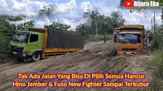 Fuso New Fighter Jadi Korban Kejebak Lumpur Bomber Sampai Hancur, Hino Jember Ikut Tenggelam Juga