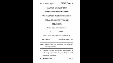 MMPC-012 Dec 2024 | IGNOU Previous Year Question Paper