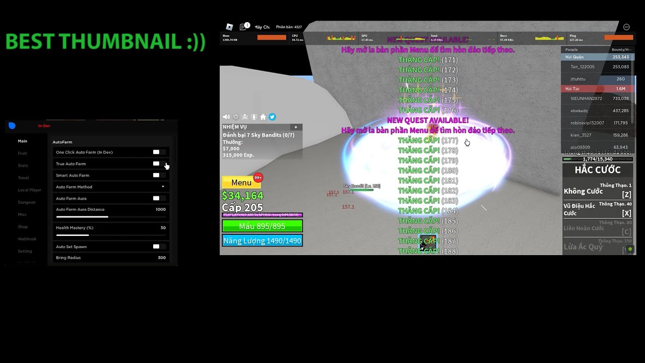 W-Azure New One Click Auto Farm Method | HieuZ - YouTube