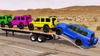 Flatbed Truck Mcqueen | Transportation with Truck - Pothole vs Car #09 - BeamNG.Drive