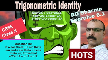 RD Sharma Class 10 EX 11.1 Q 45: If a cos theta+b sin theta=m and a sin theta-b cos theta=n, Prove