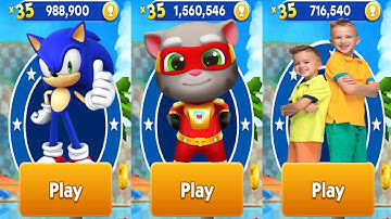 Sonic Dash vs Talking Tom Hero Dash vs Vlad & Niki Run All Characters Unlocked