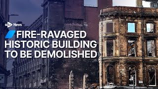 Demolition Of Fire-Ravaged Building At Glasgow Central Begins