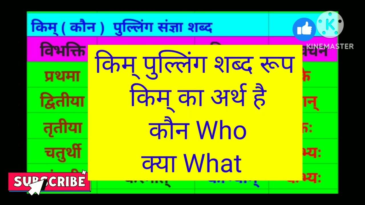किम् पुल्लिंग शब्द रूप Kim Pulling shabd roop सर्वनाम शब्द