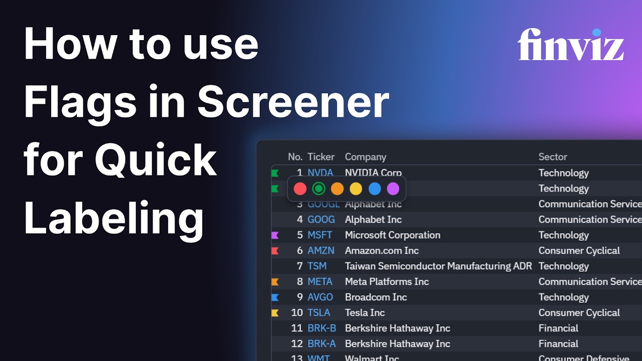 How to use Flags to color code Tickers on Finviz