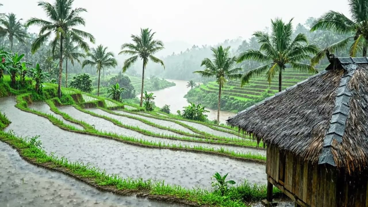 Tropical Rain Ambience in Bali Rice Terraces – Relaxing ASMR Nature Sounds for Sleep & Focus
