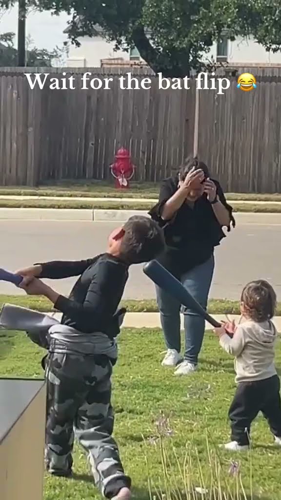 He convinced grandma to play Wiffle ball ? (via @corbin_broadway/IG)