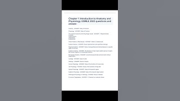 Chapter 1 Introduction to Anatomy and Physiology USMLE 2023 questions and answer