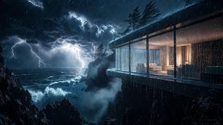 Thunder Echo Across Ocean ⚡🌊 Cliffside House Storm Sounds for Sleeping (3 Hours)