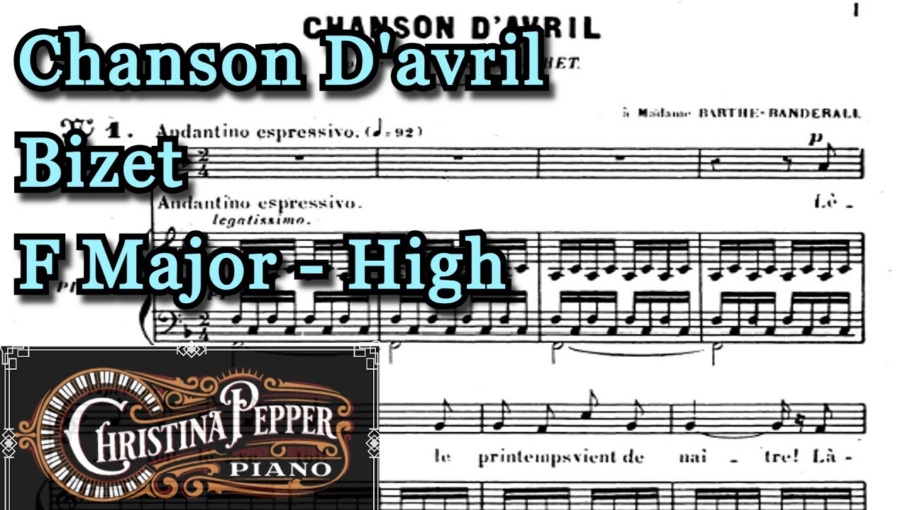 Chanson D'avril F Major Piano Accompaniment Bizet Karaoke High Voice