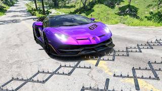 Massive Spike Strip Pileup Car Crashes #104 – BeamNG Drive | CrashBoomPunk screenshot 4