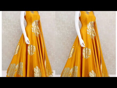 Western Overlap Collar Gown | Party Wear Long Gown | Designer Wrap Collar  Gown - YouTube