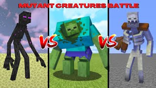 Mutant Enderman vs Mutant Zombie vs Mutant Skeleton in Minecraft Mob Battle