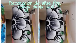 Decoracion de uñas Flor facil en carga dupla. Nails art. One stroke easy flower