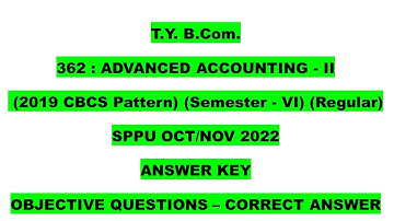 T YBCOM Accounts Answer key| Advanced Accounting Sem VI|SPPU Exam| Correct answers of Objectives|