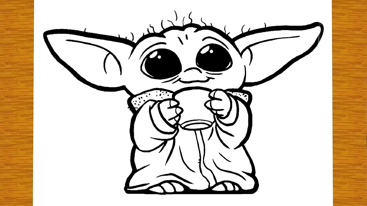 Comment dessiner BÉBÉ YODA (Baby Yoda - Star wars) étape par étape et  facilement 