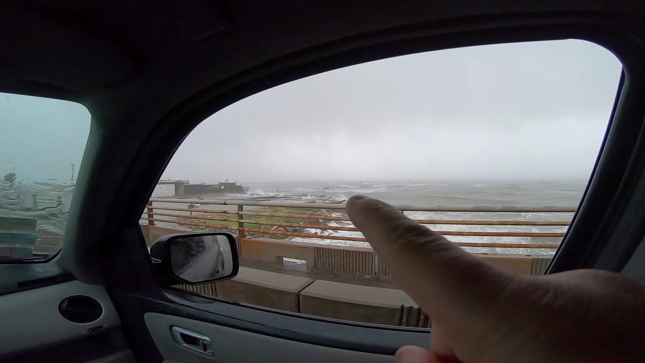 Hurricane hanna Damages A&M Jetties and the OSO pier  Live footage of the storm surge on Ocean Drive