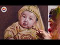 Adorable baby portrait painting with acrylic  glazing method by debojyoti boruah
