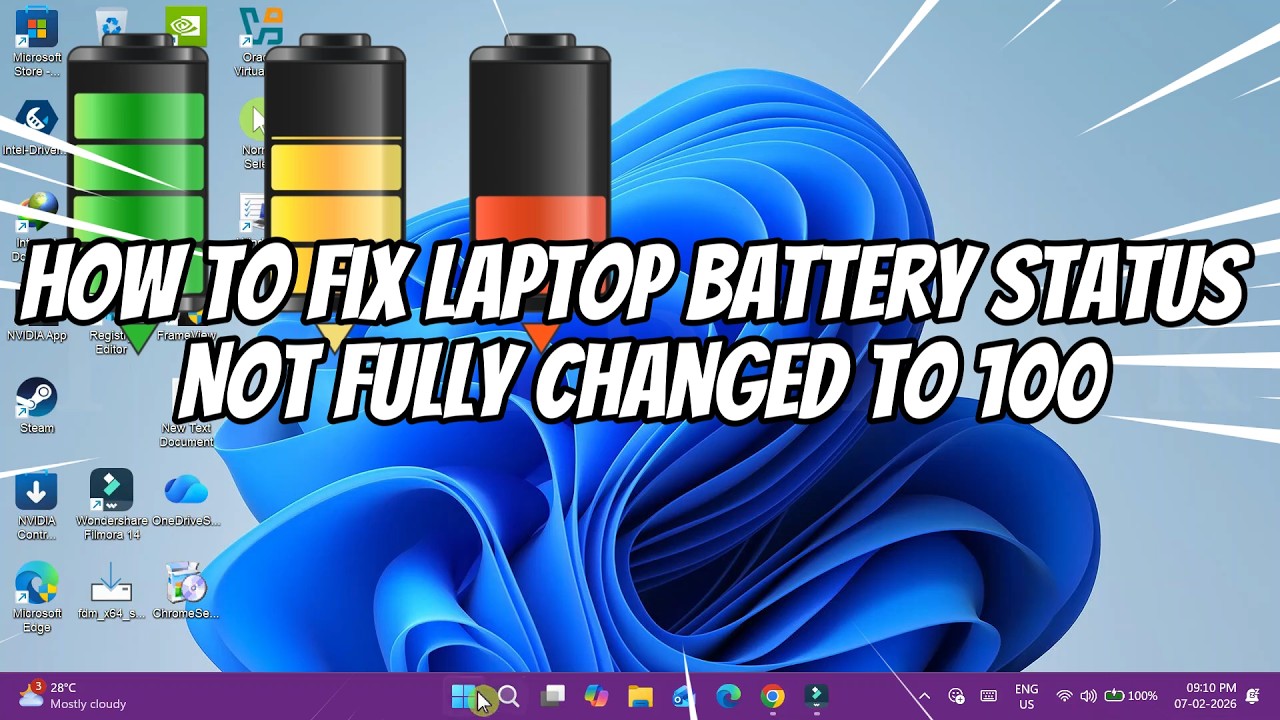 How to Fix Laptop Battery Status Not Fully Changed to 100 - YouTube