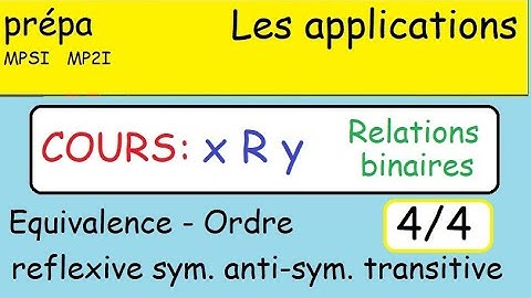 Prépa- Les applications- Le COURS partie 4- les relations binaires - équivalence ordre -