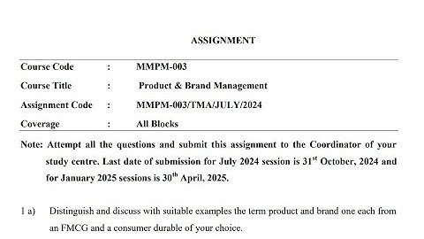 IGNOU MMPM - 003 Solved Assignment July 2024 Jan 2025 PDF | MBA | Product and Brand Management