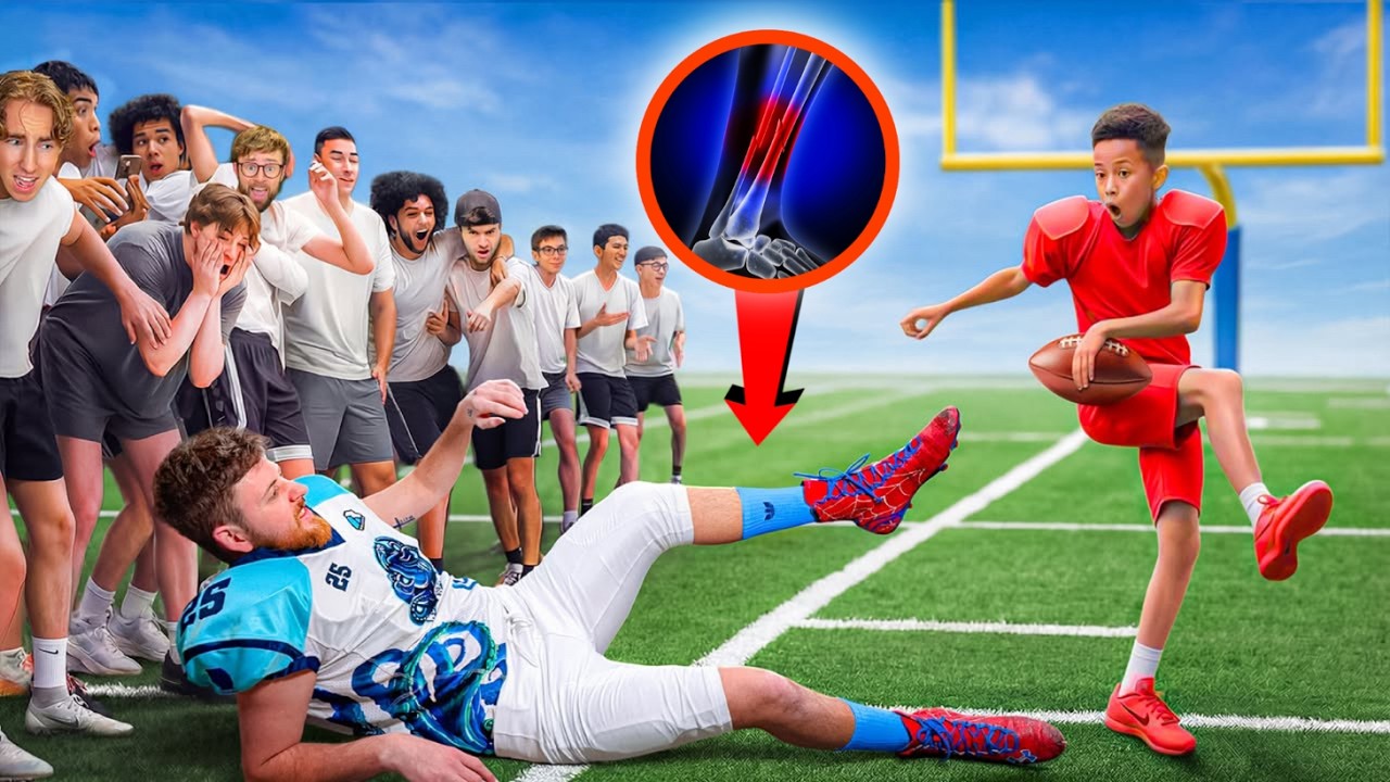 Playing Football VS a FULL PEE WEE FOOTBALL TEAM!