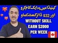 Earn 32 per hour in canada without any skills  dz license procedure in canada for best earning