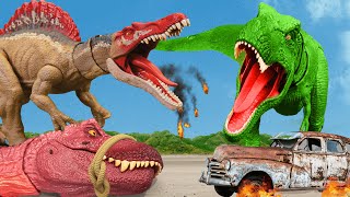 Therizinosaurus vs Spinosaurus 🦖 | Run Away From CRAZY Dinosaur | Jurassic World Toys Movie