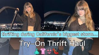 Try-On Thrift Haul!!! | looking for cute, girly outfits to wear in the cold #thrifting #thrift #haul