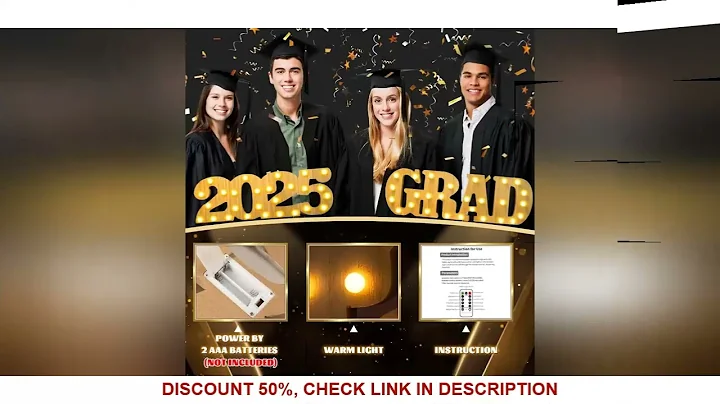 2025 Graduation Party Decorations, 2 Wooden LED Long Marquee Light Up with Remote, Class of 2025 Sig
