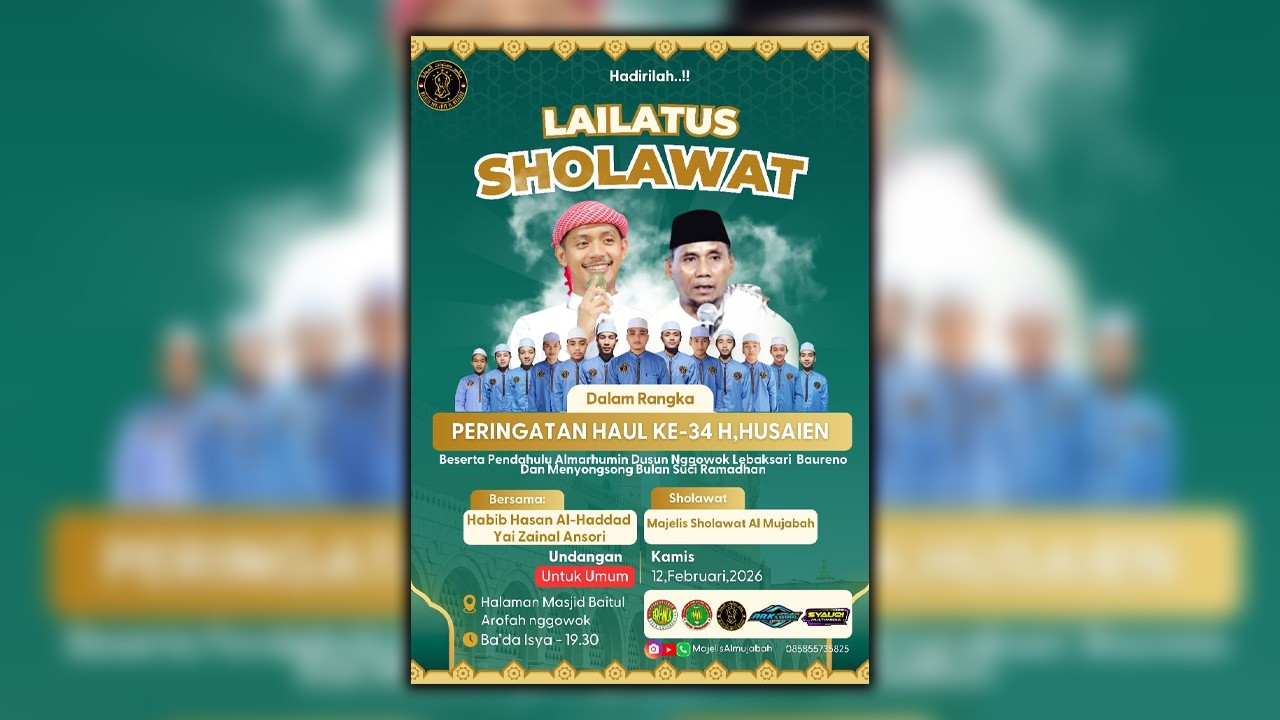 LAILATUS SHOLAWAT DALAM RANGKA HAUL UMUM KE-34 H. HUSAIN BESERTA PENDAHULU ALMARHUMIN DUSUN NGGOWOK
