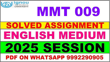 MMT 009 solved assignment 2025 in English || MMT 009 solved assignment 2025 || ignou MMT009 2025