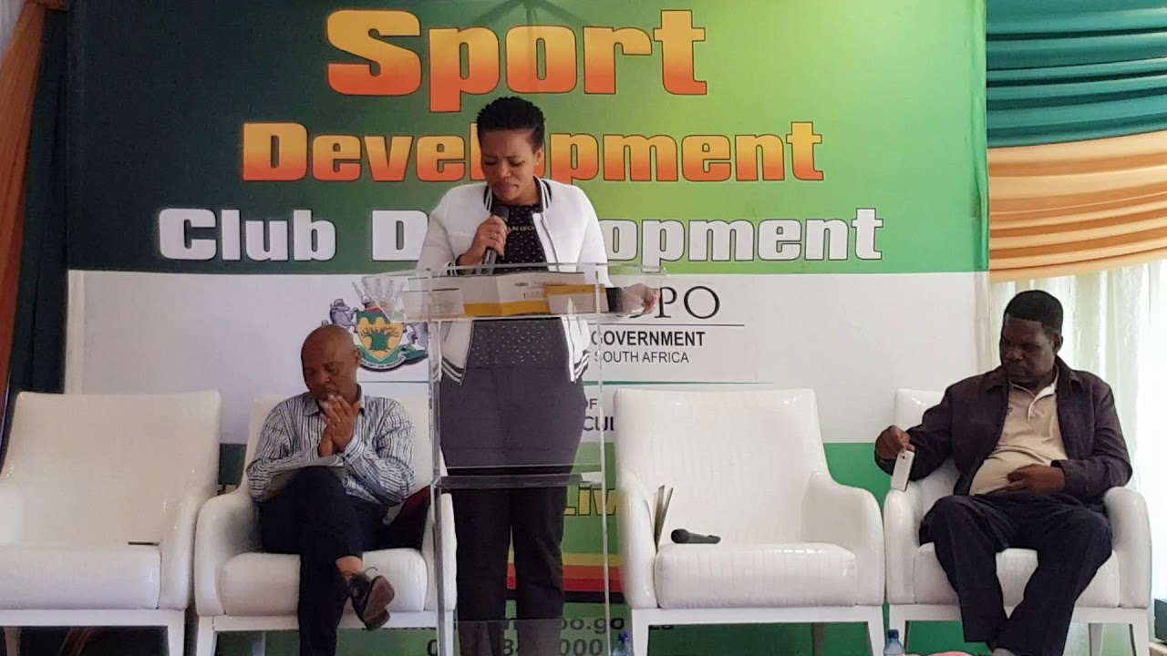 MEC for Sport, Arts and Culture Onicca Moloi gives a key note adress at