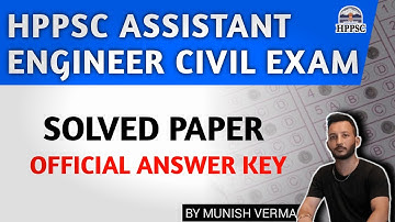 HPPSC ASSISTANT ENGINEER CIVIL Exam PAPER-1 | SOLVED PAPER | Official Answer key | 18 August 2024