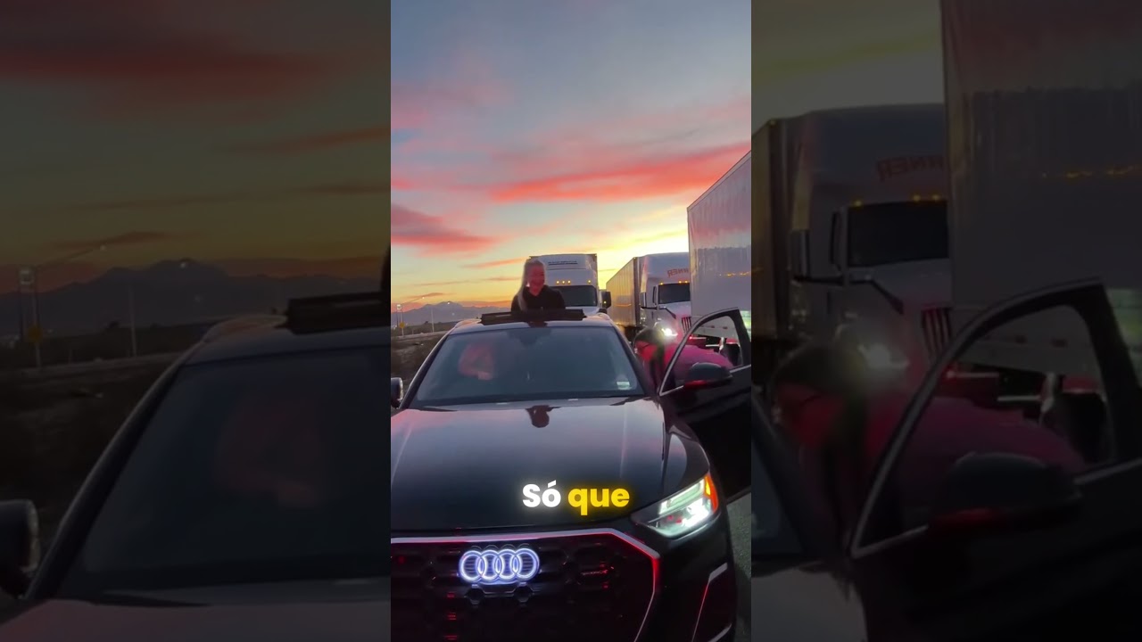 Ela filmou usando o caminhão de apoio