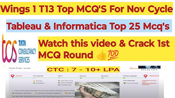 TCS Wings 1 T13 Tableau & Informatica Top 25 Imp Questions for  Nov Cycle #tcs #itjobs #new #itjobs