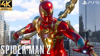 Marvels Spider-Man 2 Ps5 - Iron Spider Armor Suit Free Roam Gameplay 4K 60Fps