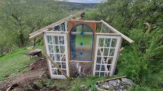 Greenhouse build  Part 2  Walls and hand cut roof.