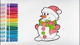 Как нарисовать Новогоднего снеговика. Рисунки для детей