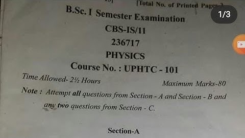 College ist sem old paper  Physics Rohit desi .😱😱 -- JU