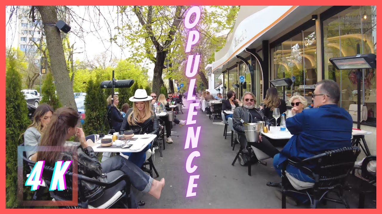 ▪4K▪Bucharest Walks: Primaverii Boulevard Full Tour. Ceausescu's House, Luxury cars and Coffee shops