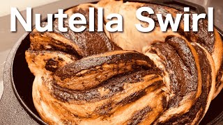 SUB) ヘーゼルナッツチョコ渦巻きパン 簡単美味　ホームベーカリー 基本の生地で/ Braided Nutella Swirl Bread Recipe Basic Dough