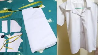 How to make a school blouse/ measurements needed /cut sleeves   cut & make collar tutorial  Part#1