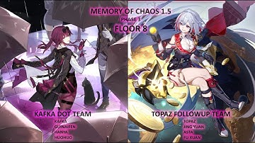 Kafka DoT + Topaz Followup Team Memory of Chaos Phase 3 Stage 8 (3 Stars) | Honkai Star Rail 1.5