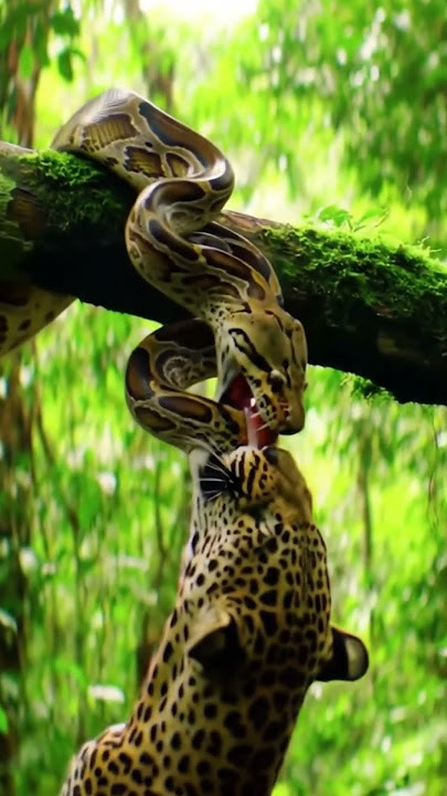 the struggle between the snake and the leopard || nature #shorts
